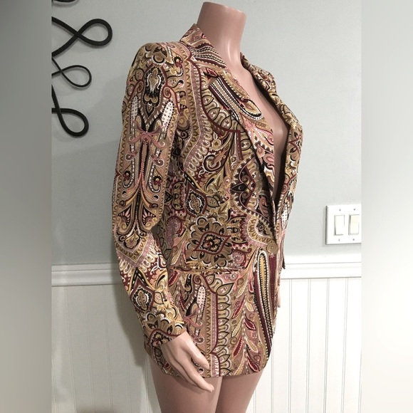 Express NWT Paisley One Button Boyfriend Blazer Cinched Waist String size Small - Picture 5 of 14